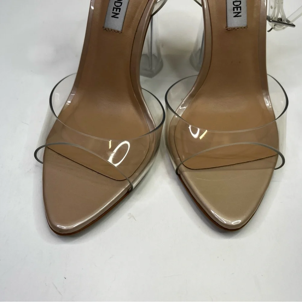 Steve Madden Beki Two-Piece Flare Heel Sandals clear blush - 6 - Picture 5 of 12